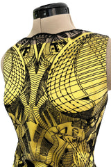 Extraordinary Resort 2010 Alexander McQueen Rare Black Embroidered Net over Yellow Silk Dress