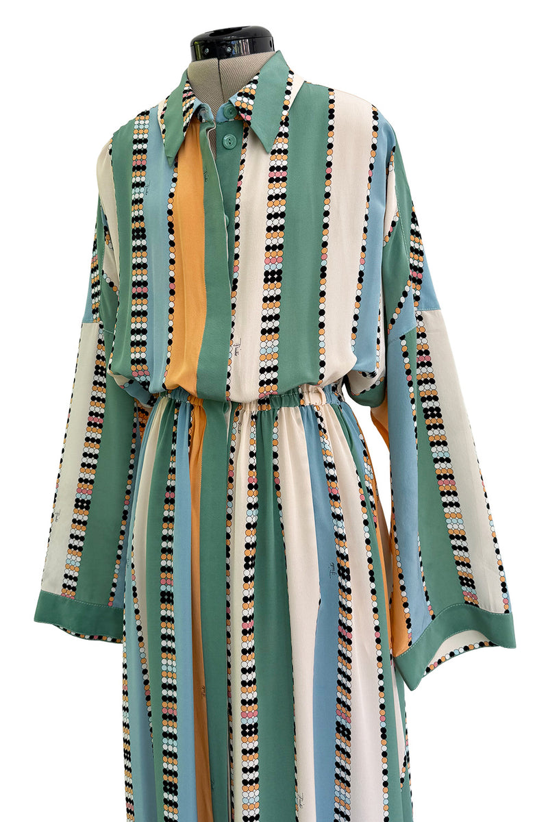 Chic Spring 2018 Emilio Pucci Runway Look 26 & Ad Campaign Printed Stripe & Dot Silk Dress or Cover Up