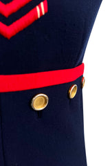 Museum Held Spring 1968 Norman Norell Unlabeled Couture Blue Button & Anchor Sailor Dress