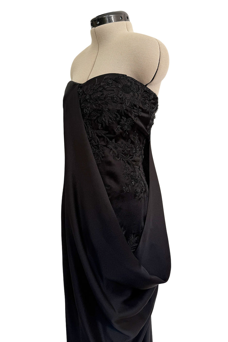 Fall 2008 Alexander McQueen 'The Girl Who Lived in a Tree' Strapless Draped Silk Dress w Elaborate Beading