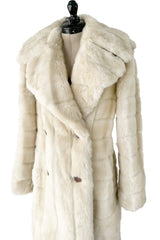 Iconic Fall 1996 Gucci by Tom Ford Runway Look 29 Menswear Inspired Ivory Faux Fur Coat w