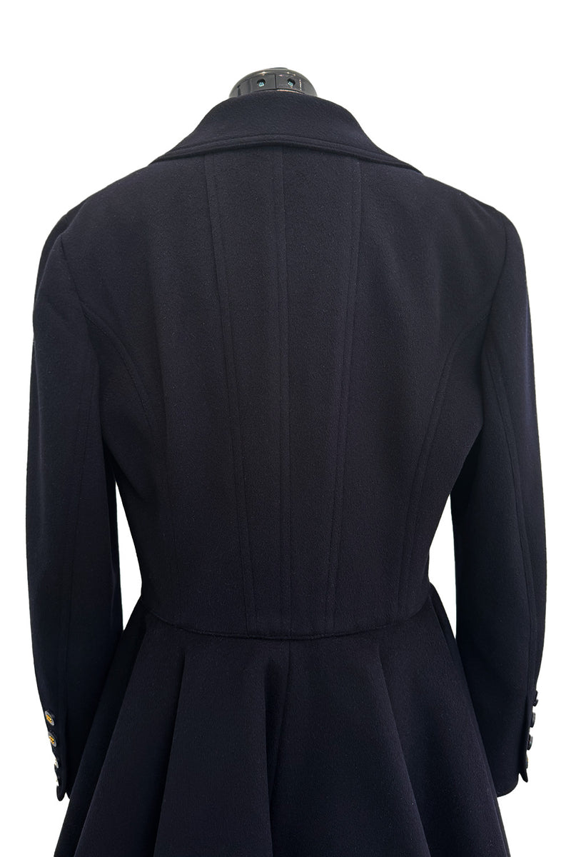 Amazing Fall 1994 Chanel by Karl Lagerfeld Runway Look 20 Deep Blue Black Cashmere Flare Jacket