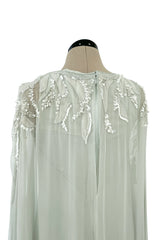 Spectacular Cruise 2011 Christian Dior by John Galliano Pale Seafoam Silk Chiffon Embellished Caftan Dress
