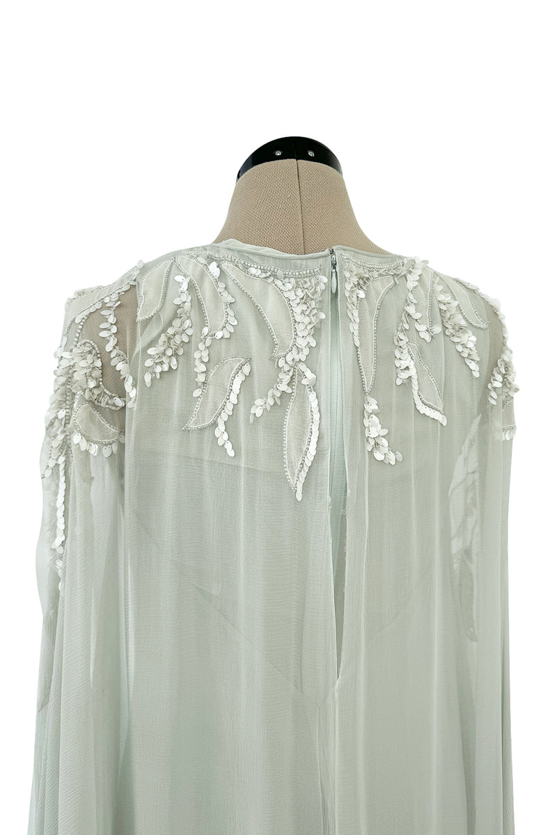 Spectacular Cruise 2011 Christian Dior by John Galliano Pale Seafoam Silk Chiffon Embellished Caftan Dress