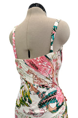 Phenomenal Spring 2006 Roberto Cavalli Pink Floral Print on Ivory Jersey Dress (Copy)