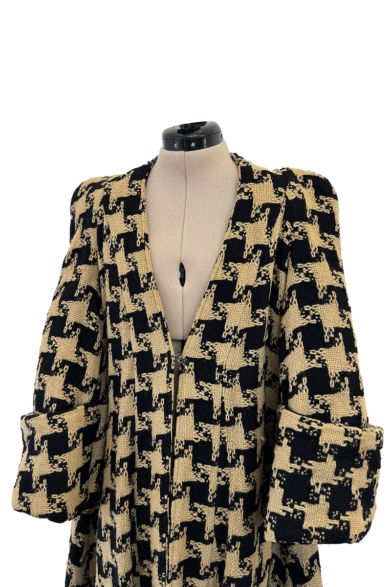 1973 Biba by Barbara Hulanicki Oversized Houndstooth Jacket w Incredible Sleeves & Shoulders