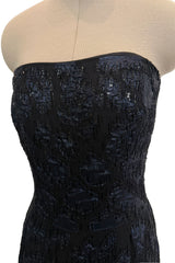 Pre-Fall 2011 Oscar de la Renta Runway Look 44 Strapless Black Silk Chiffon & Blue Embellished Jumpsuit