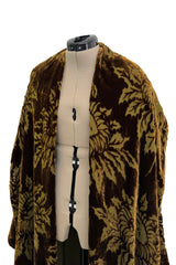 Phenomenal Fall 1991 Jean Louis Scherrer Haute Couture Runway Silk Velvet Cut Devore Cocoon Coat