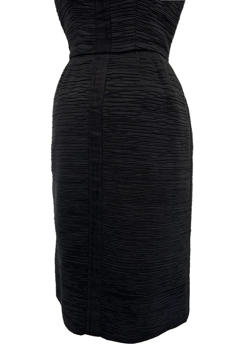 saks fifth avenue black dresses Rare 1950s Sophie Gimbel of Saks Fifth Avenue Black Silk Ribbed Textur – Shrimpton Couture