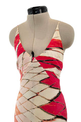 Rare Spring 2004 Roberto Cavalli Runway Look 23 Feather Light Silk Coral & Gold Print Dress