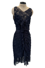 Extraordinary Fall 2008 Chanel by Karl Lagerfeld Blue Lace & Chiffon Dress & Cape Set