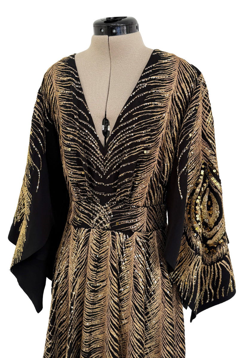 Pre-Fall 2016 Saint Laurent by Hedi Slimane Runway Look 37 Gold Metallic Thread & Sequin Feather Dress