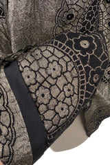 Decadent 1920s Unlabeled Real Metal Thread Metallic Lame & Black Pattern Easy Fit Top