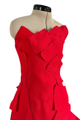 Fall 2001 Jean Louis Scherrer Haute Couture Original Runway Look 7 Sample Strapless Red Layered Panel Dress