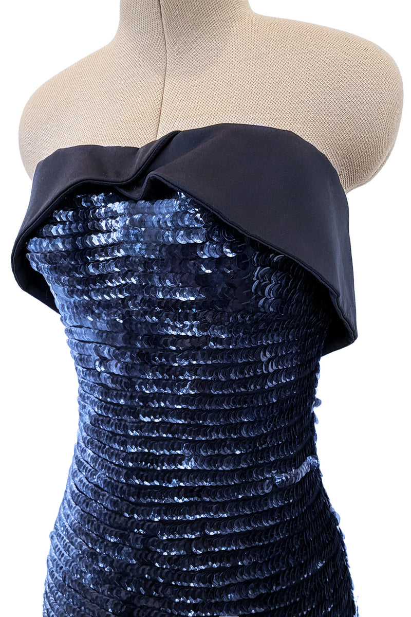Outstanding Spring 2011 Giorgio Armani Runway Look 60 & Ad Campaign Strapless Blue Sequin Dress