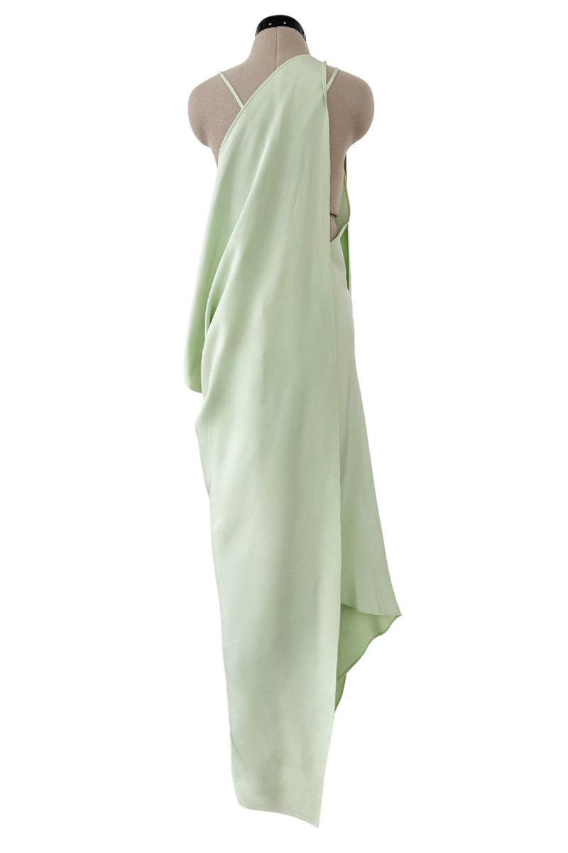 Rare Spring 1978 Philippe Venet the Haute Couture Runwau Sample Pale Mint Silk One Shoulder Dress