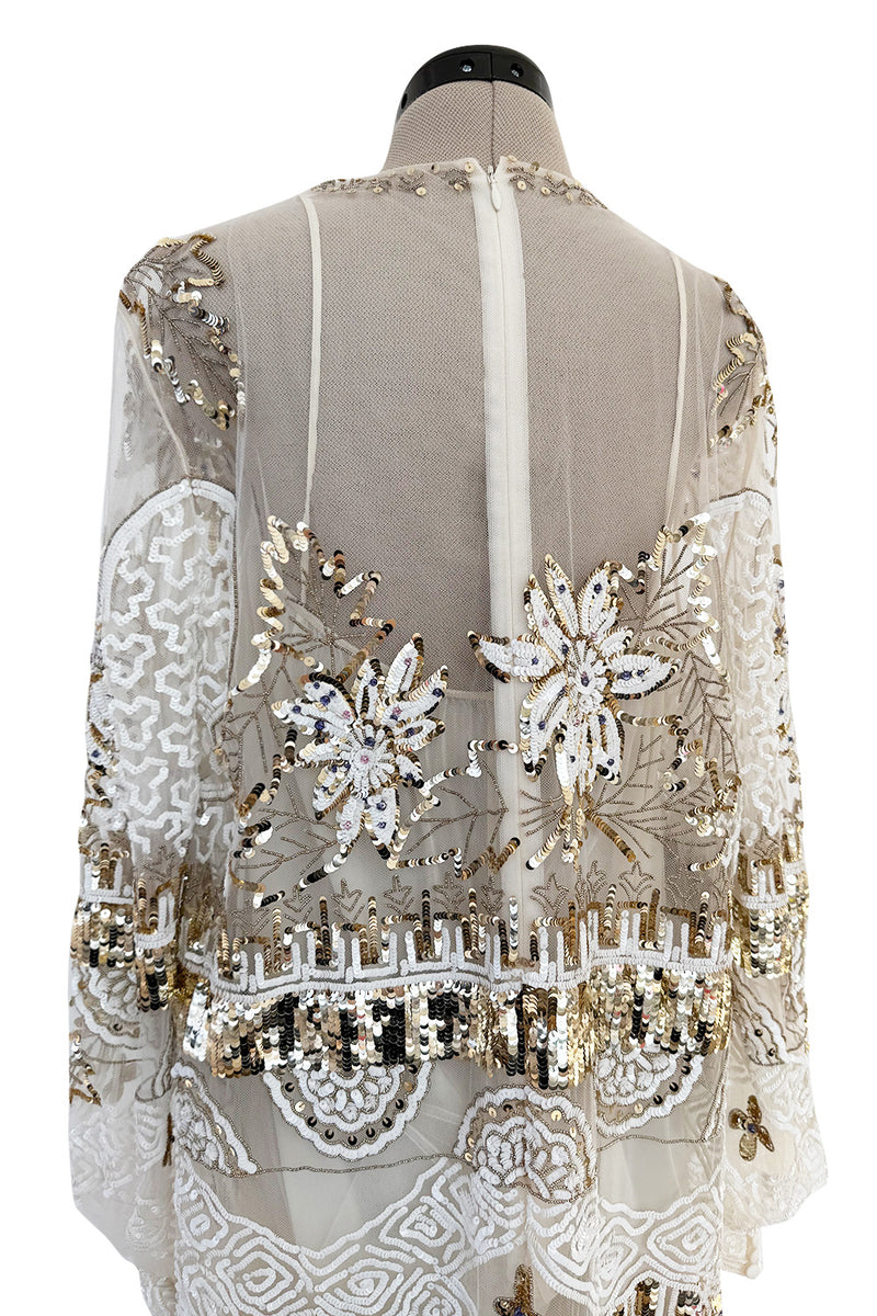 Beautiful Spring 2020 Valentino by Pierpaolo Piccioli Densely White & Gold Sequin Dress