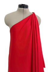 Dreamy 1978 Halston IV Red East-to-Wear Jersey One Shoulder Draped Dress w Side Slit