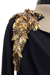 Stunning 2013 Unlabeled Alexander McQueen by Sarah Burton Black Crepe Dress w Gold Metal Detailing