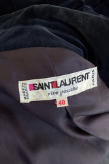Iconic 1970s Yves Saint Laurent Midnight Blue Velvet Jacket w Ribbon Trimmed Edges
