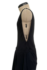 Important Spring 1979 Halston Couture Runway Black Silk Chiffon One Shoulder Wrap Dress