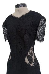 Fall 2017 Alexander McQueen by Sarah Burton Black Lace Dress w See Through Lace Back