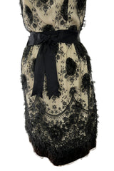 Stunning Late 1950s M. L. Paris Creations Demi-Couture Fine French Lace & Silk Dress