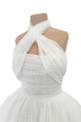 Fairy Tale 2010s Giambattista Valli White Dotted Silk Tulle Wedding Dress w Full Layered Netted Skirt