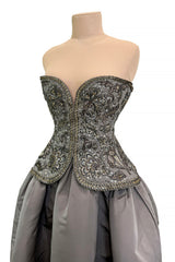 Incredible Fall 1996 Nina Ricci by Gerard Pipart Haute Couture Runway Strapless Silver & Gold Dress