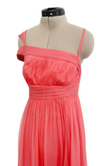 Exquisite Spring 2008 Versace by Donatella Versace Runway Look 52 Coral Pink Silk Chiffon Dress