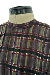 Prettiest Spring 2004 Prada Runway Look 31 Feather Light Grey & Green Silk Chiffon Plaid Dress