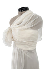 Cruise 2010 Christian Dior by John Galliano Runway Version in White Silk Chiffon Draped Dress