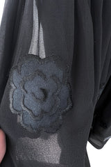 Incredible 1990s Chanel by Karl Lagerfeld Silk & Silk Chiffon Jumpsuit w Camellia Applique Overskirt