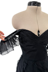 Spring 2004 Valentino by the Original Mr. Valentino Black Pleated Bodice & Ruffle Skirt Dress