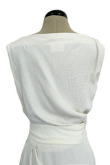 Yves Saint Laurent Spring 1993 minimalist White Dress w Raised Reptile Print