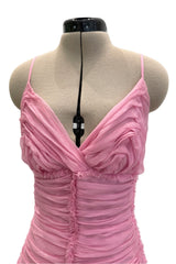 Recent Prada by Miuccia Prada Pale Pastel Pink Silk Chiffon Gathered Halter Dress