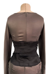 Important Fall 2003 Gucci by Tom Ford Runway Look 10 Stretch Silk Dress w Black Corset Waist Cincher Belt