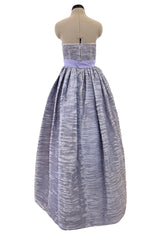 Elegant Late 1950s Sybil Connolly Couture Pale Lavender Pleated Linen Strapless Dress w Shawl