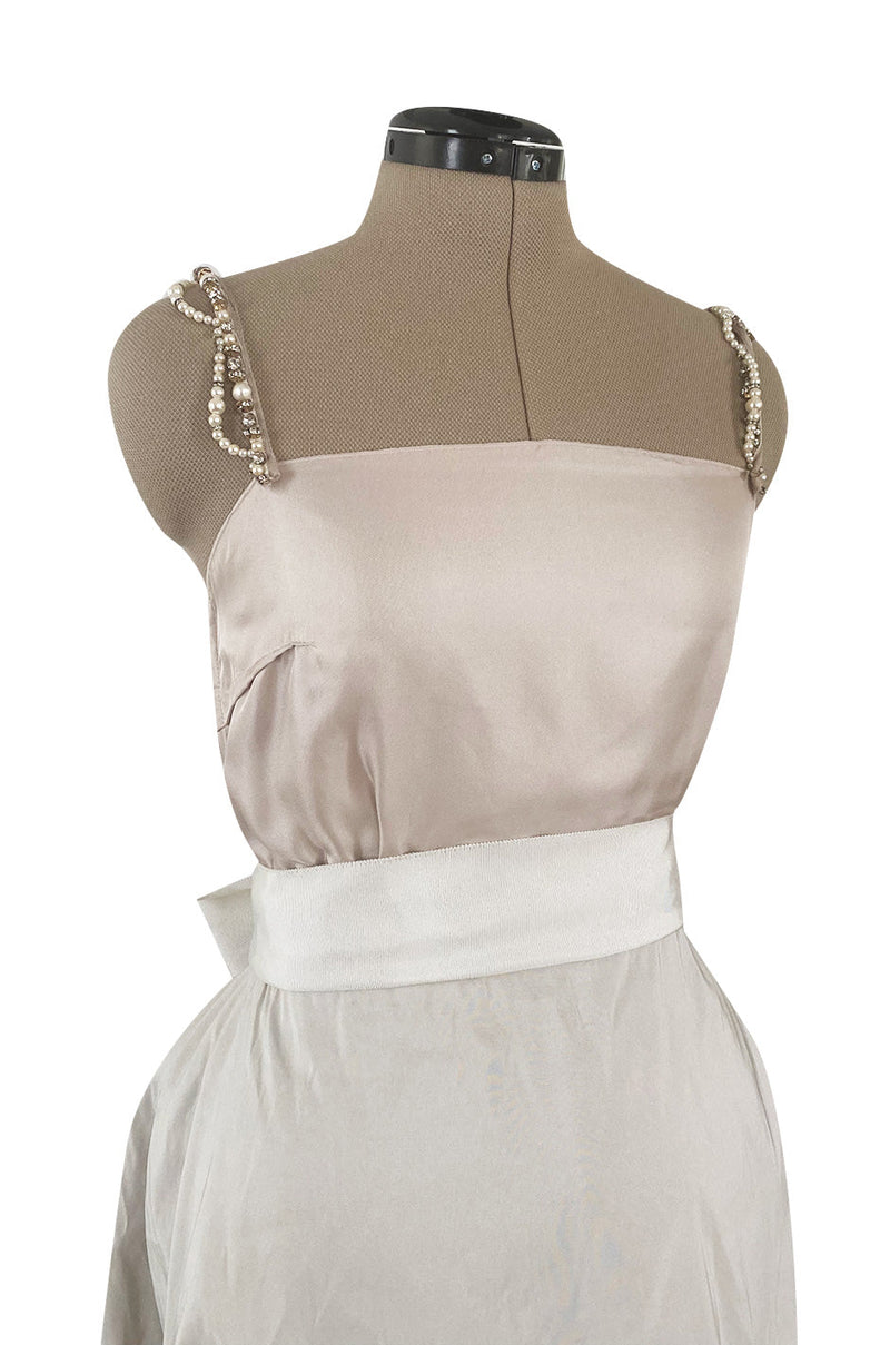 Prettiest 2012 Lanvin by Alber Elbaz Nude & Blush Silk Trained Wedding Dress w Beaded Detail