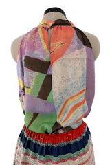 Exceptional Spring 2000 Giorgio Armani Runway Hand Beaded Silk Skirt & Silk Chiffon Top Set