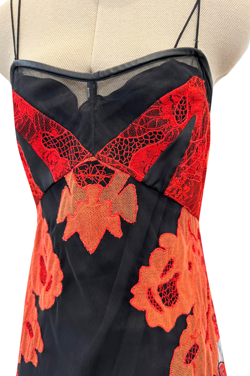 Resort 2011 Givenchy by Ricardo Tisci Look 5 Red Lace & Black Net Dress