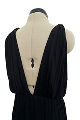 Sensual Spring 1973 Yves Saint Laurent Runway Black Silk Jersey Front, Side & Back Plunge Dress