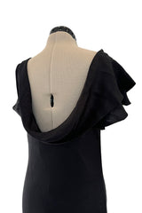 Phenomenal Spring 2007 Alexander McQueen Black Silk Bias Cut Dress w Sweeping Skirts