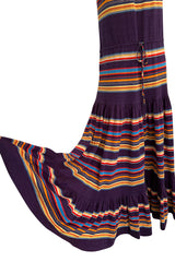 Spring 1977 Christian Dior by Marc Bohan Purple & Multi Coloured Stripe Cotton Jersey Dress