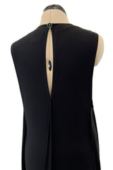 Chic Spring 2000 Chanel by Karl Lagerfeld Runway Sleeveless Black Jersey Tent Swing Dress