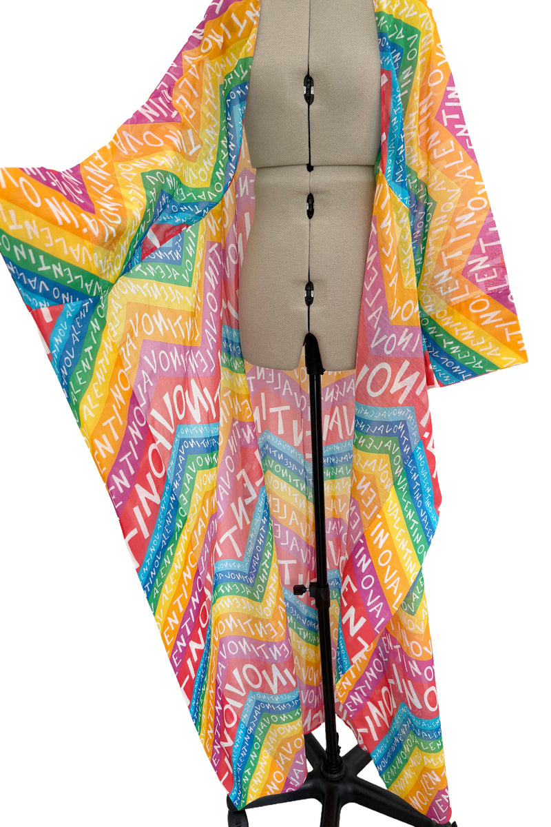 Dreamy 2024 Valentino Special Escape Summer Capsule Cotton Chevron & Logo Print Cover Up Overdress