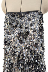 Easy-to-Wear Spring 2020 Emporio Armani Runway Look 59 Grey Silk Organza Silver Sequin Dress