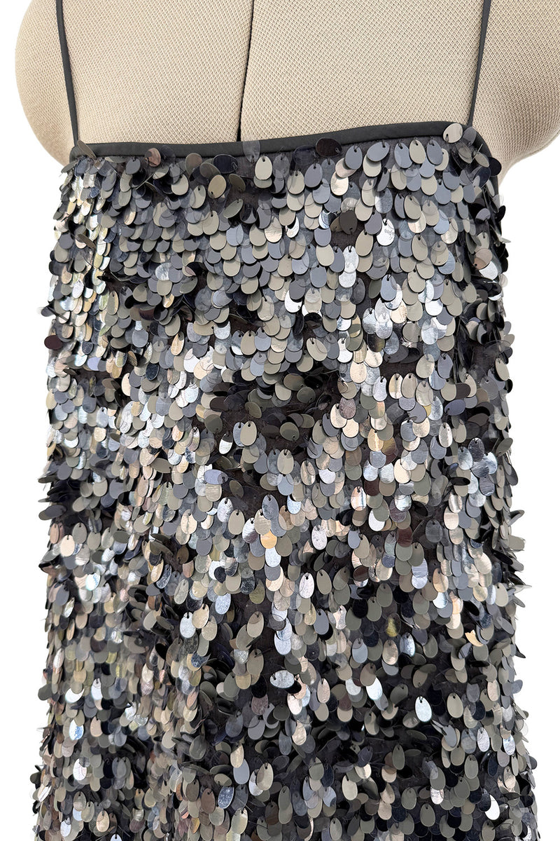 Easy-to-Wear Spring 2020 Emporio Armani Runway Look 59 Grey Silk Organza Silver Sequin Dress