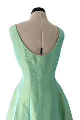 Rare Spring 1964 Cristobal Balenciaga Haute Couture Pale Mint Green Sculpted Silk Taffeta Dress
