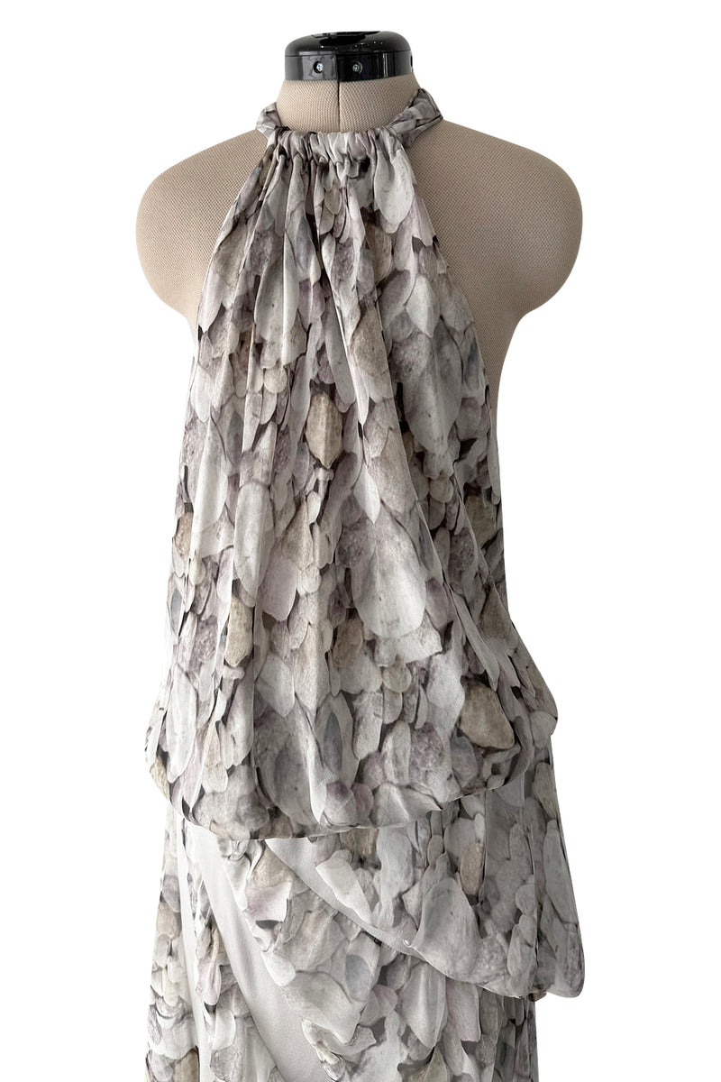 Dreamy Fall 2008 Ungaro by Esteban Cortazar Runway Look 18 Printed Chiffon Backless Halter Dress